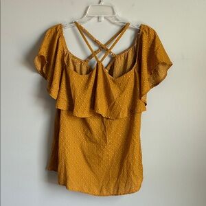 Maurices Golden Mustard Ruffle Top with Crisscross Straps In Back